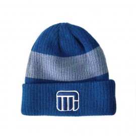 rib knit 3D embroidery winter cuff beanie hat for men